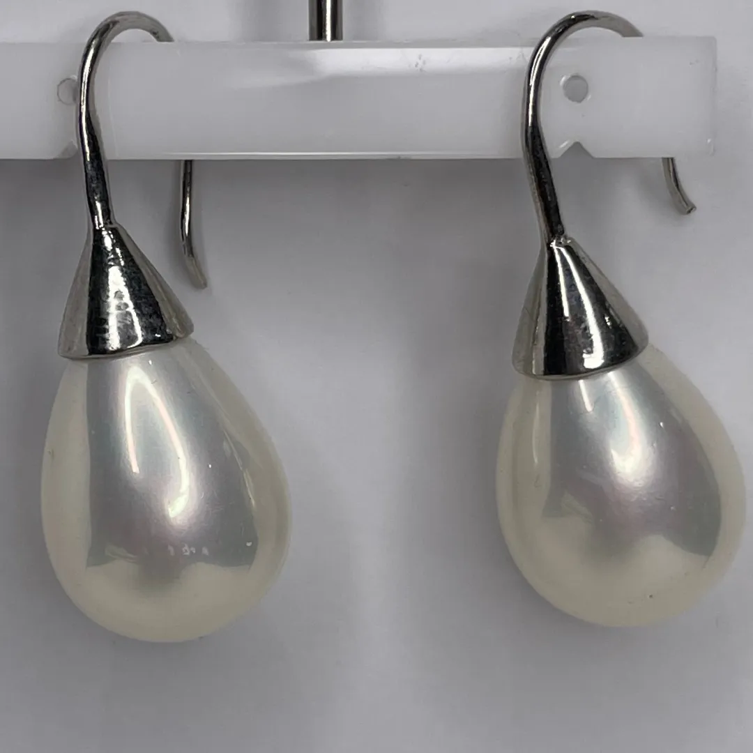 Pearl And Silver Teardrop Earrings - Large - Jodi Maree Accessories
