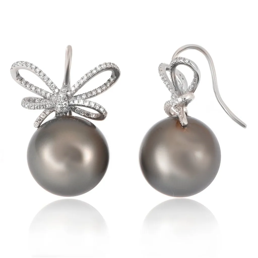 pearl bow earrings