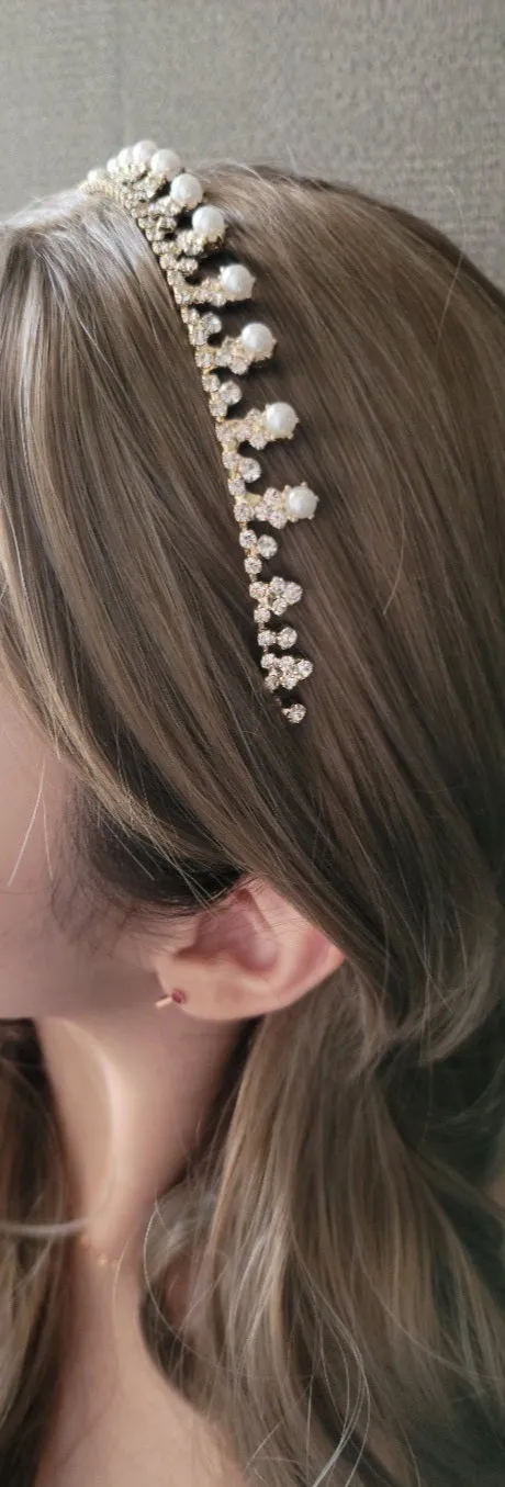 pearl rhinestone bridal headband bling tiara hair accessory for brides