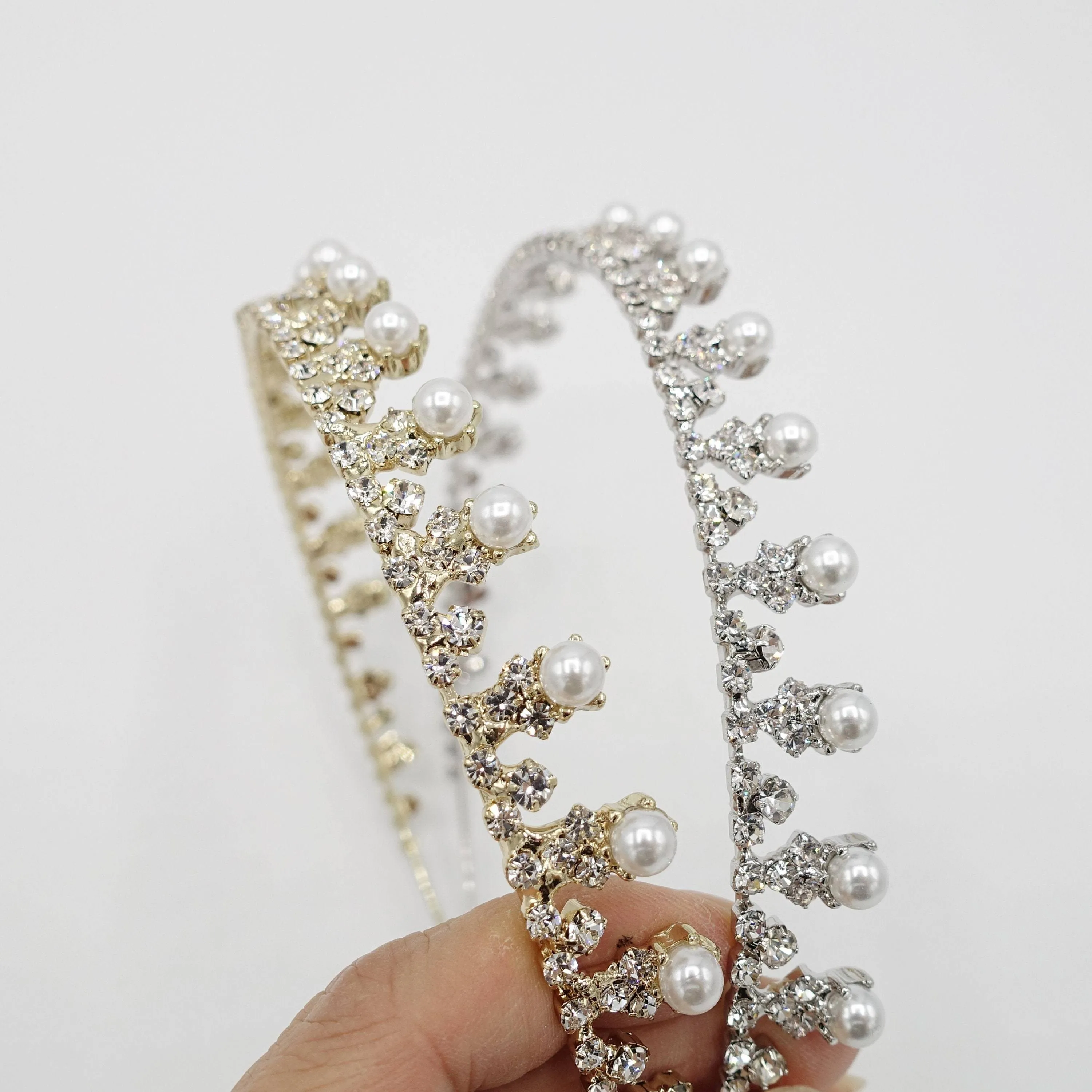 pearl rhinestone bridal headband bling tiara hair accessory for brides
