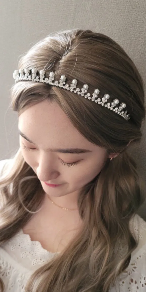 pearl rhinestone bridal headband bling tiara hair accessory for brides