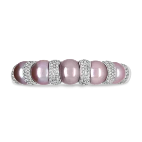 Pink Pearl & Diamond Cuff Bracelet