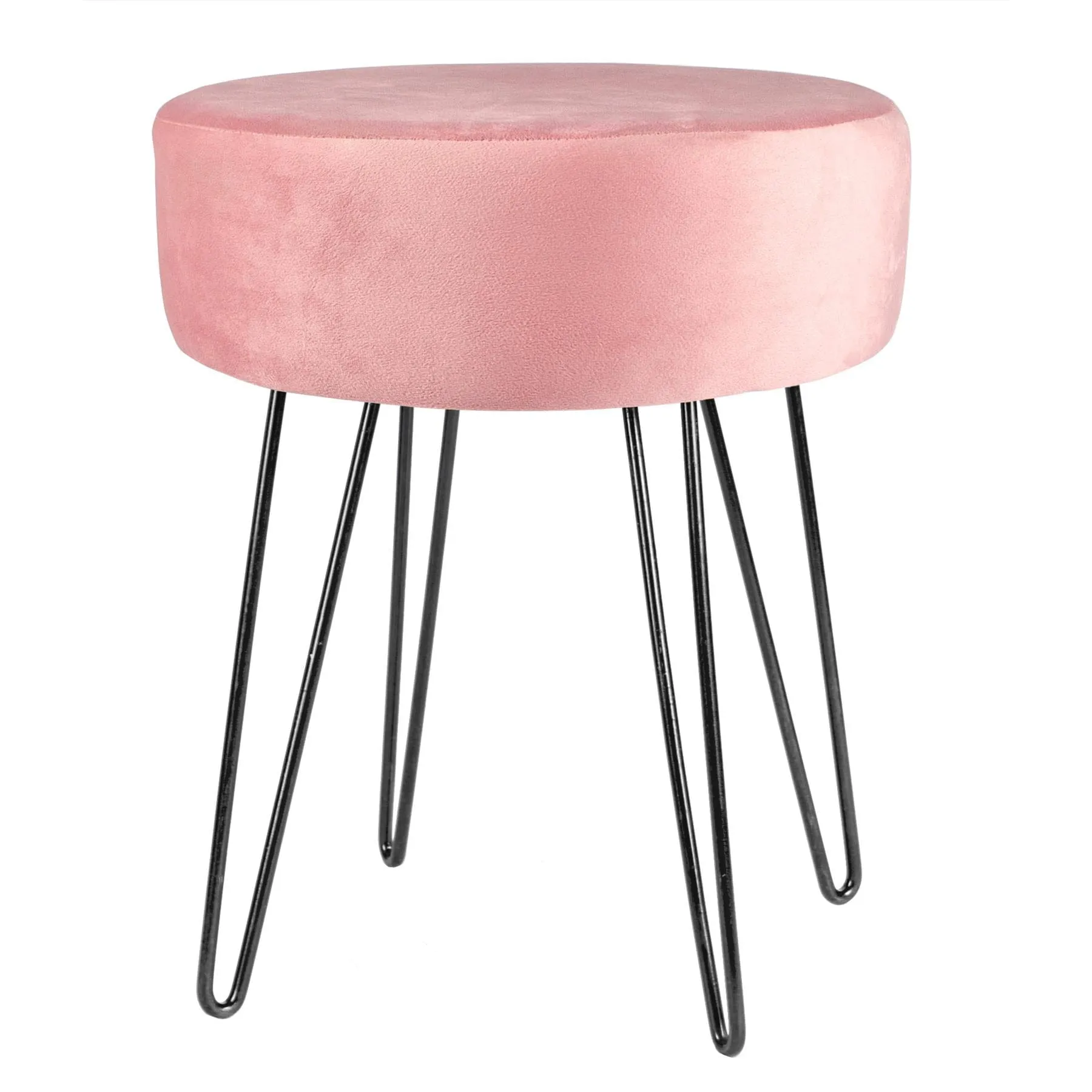 Pink Round Velvet Footstool - By Harbour Housewares