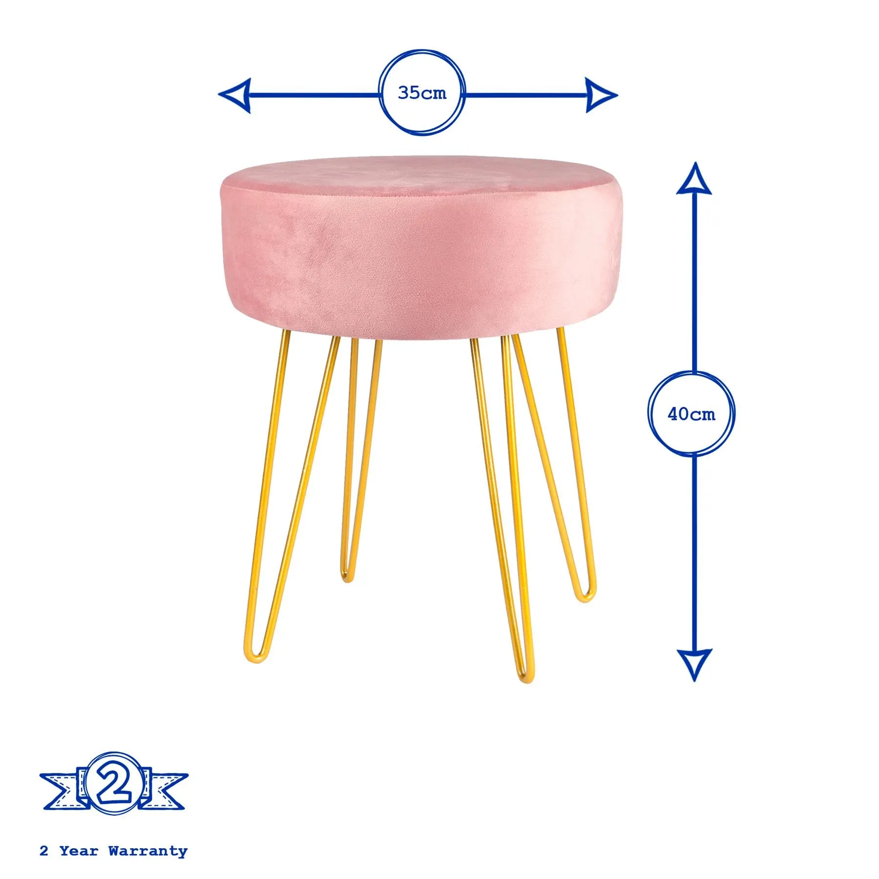 Pink Round Velvet Footstool - By Harbour Housewares