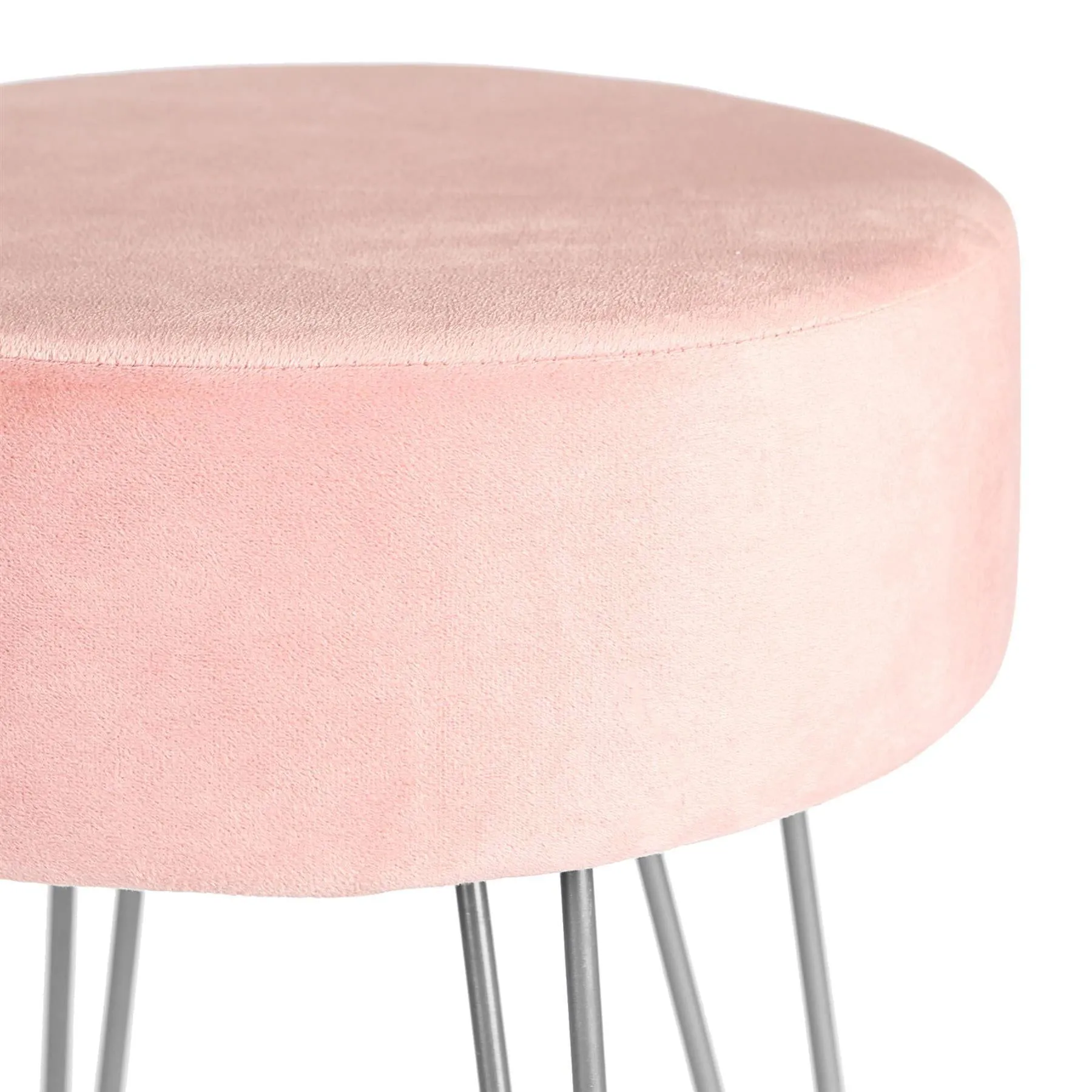 Pink Round Velvet Footstool - By Harbour Housewares