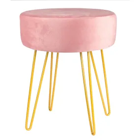 Pink Round Velvet Footstool - By Harbour Housewares