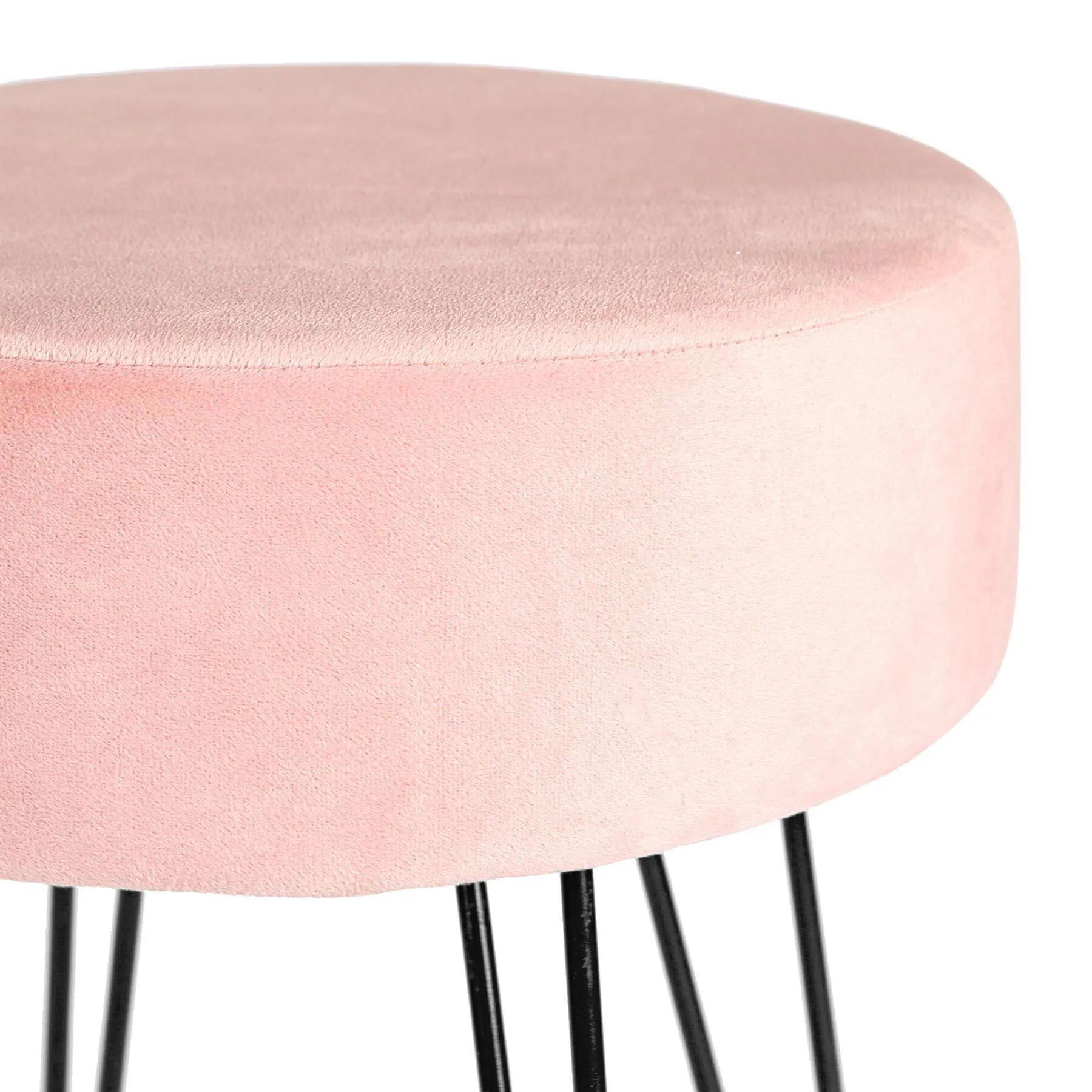 Pink Round Velvet Footstool - By Harbour Housewares