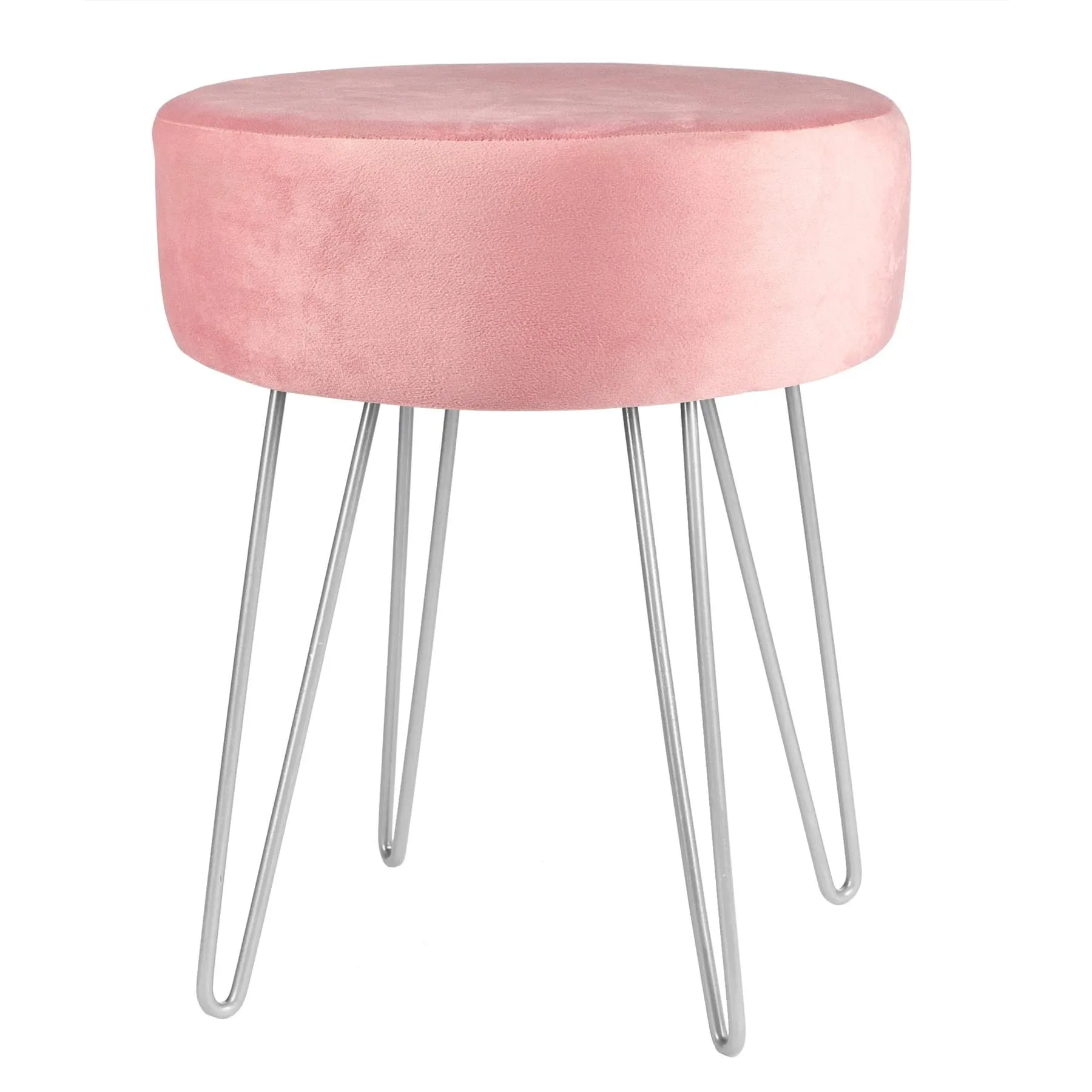 Pink Round Velvet Footstool - By Harbour Housewares