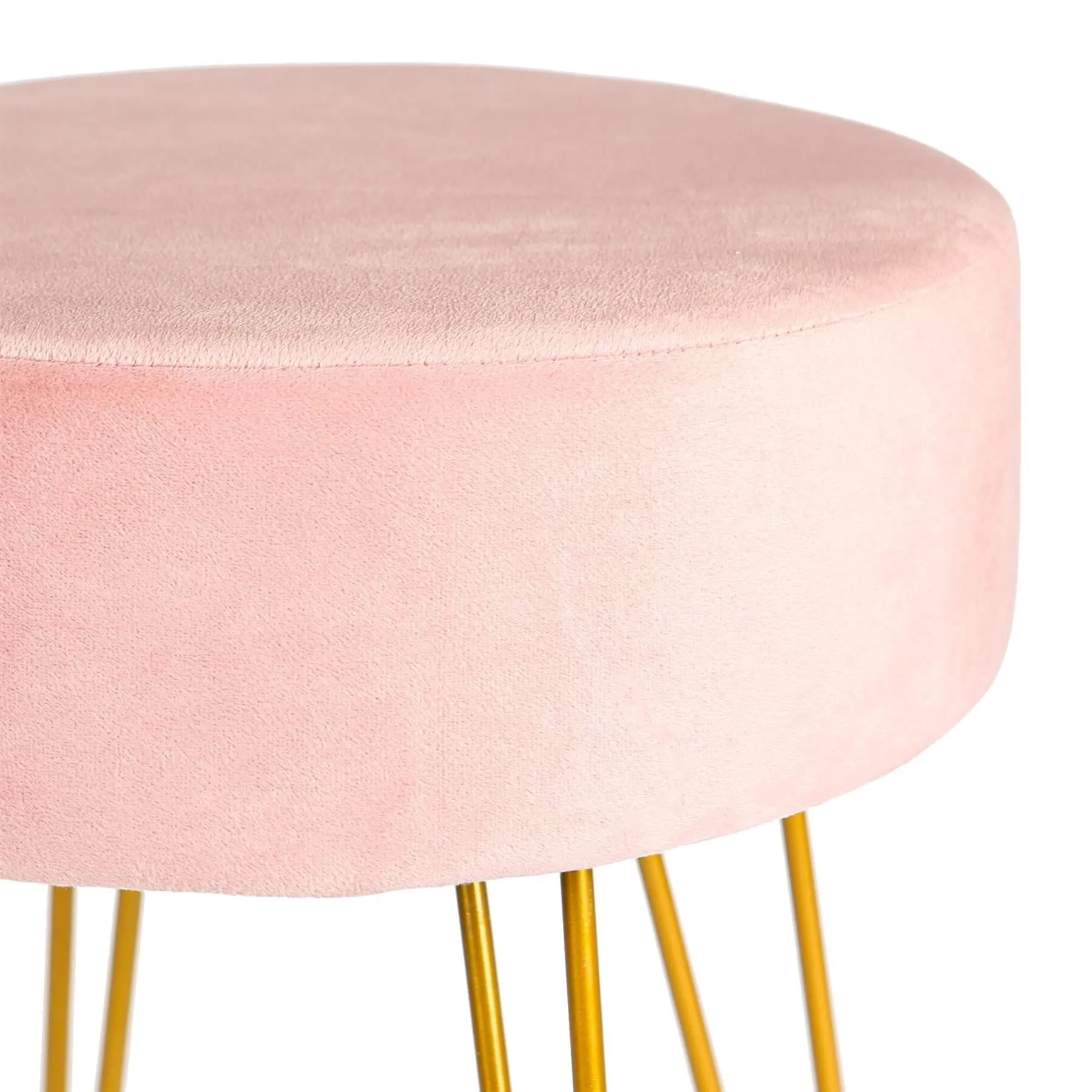 Pink Round Velvet Footstool - By Harbour Housewares