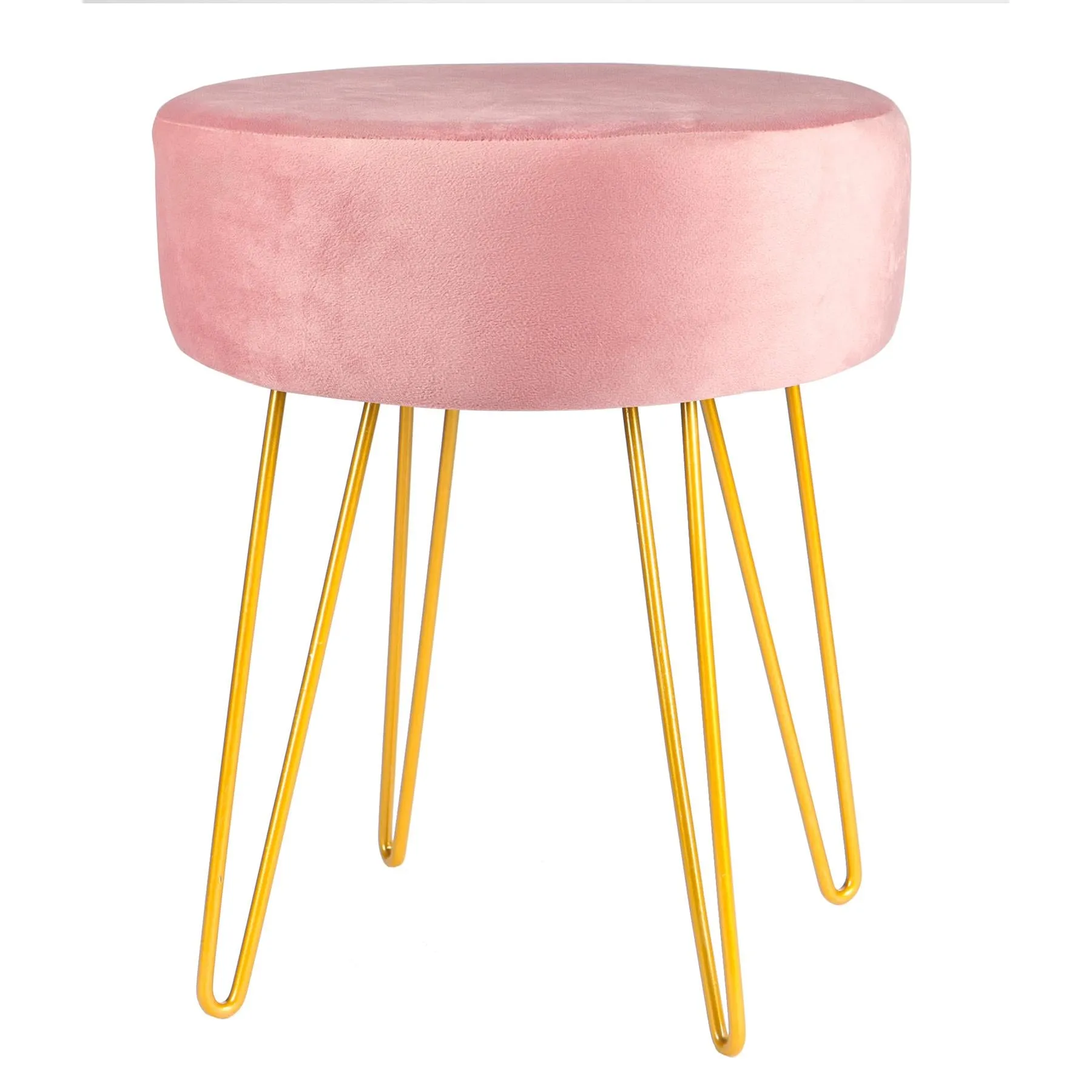 Pink Round Velvet Footstool - By Harbour Housewares