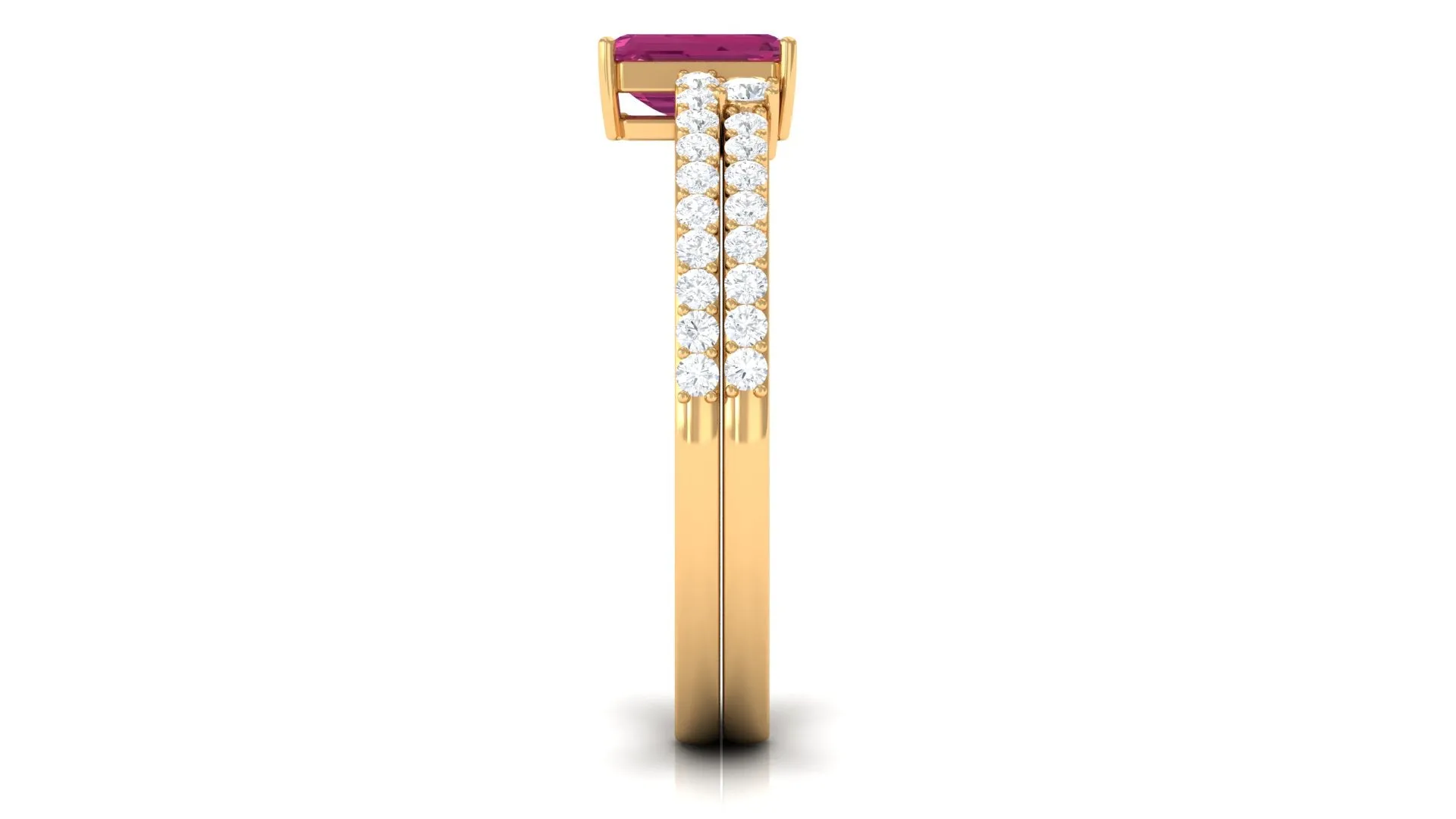 Pink Tourmaline and Diamond Solitaire Ring Set