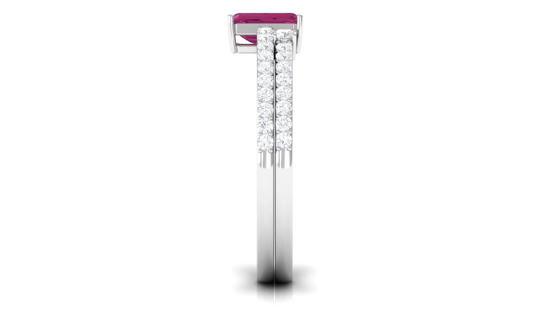Pink Tourmaline and Diamond Solitaire Ring Set