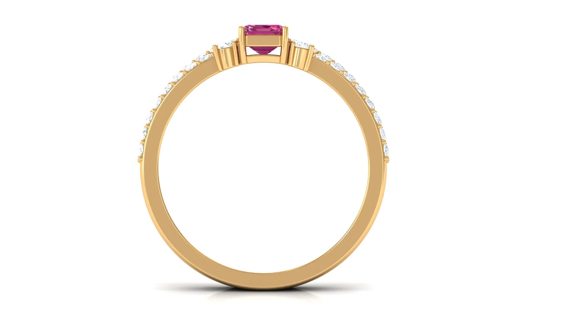 Pink Tourmaline and Diamond Solitaire Ring Set