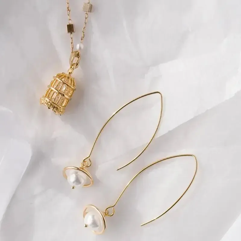 Planetary Pearl Drop Earrings