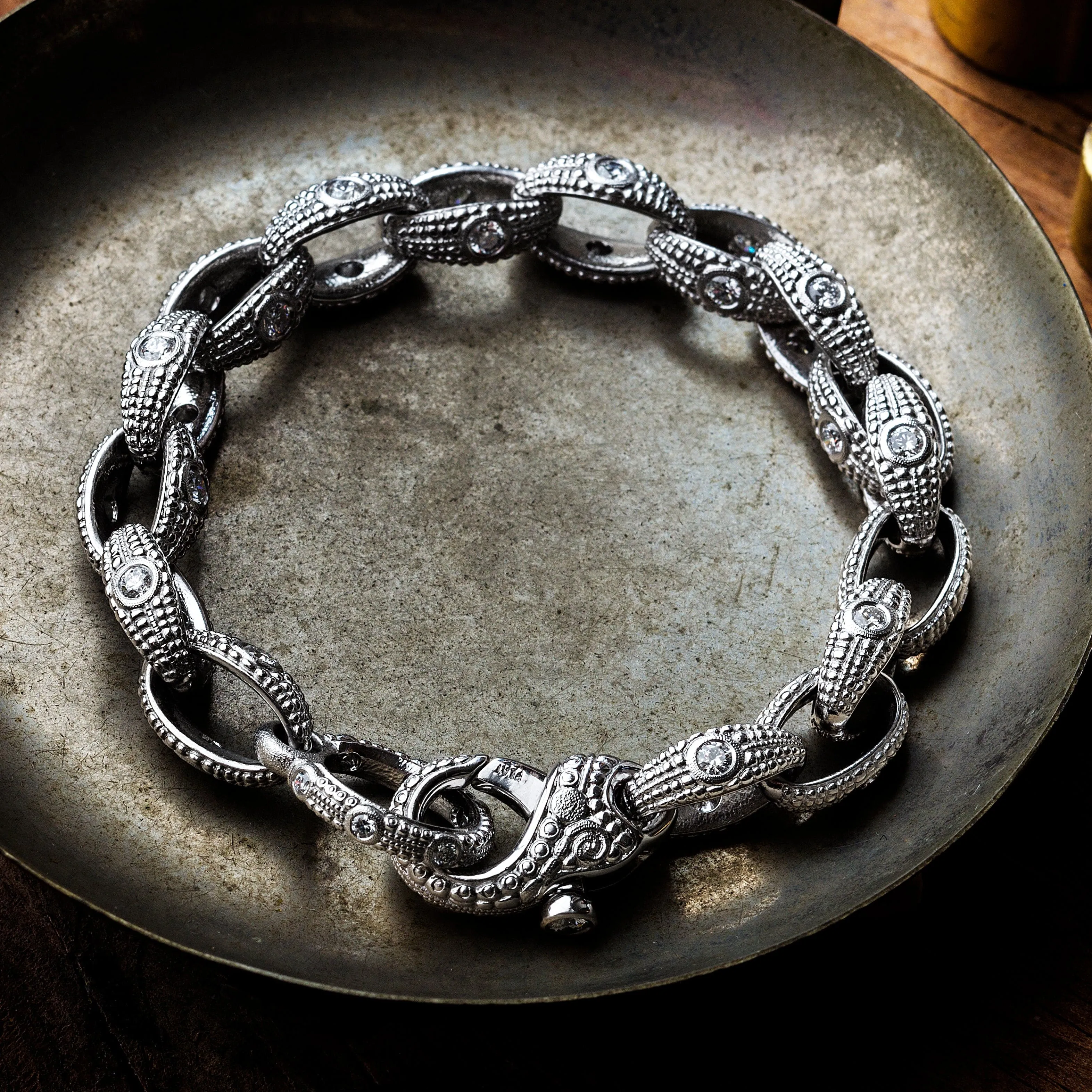 Platinum and Diamond Link Bracelet - B-2PPD