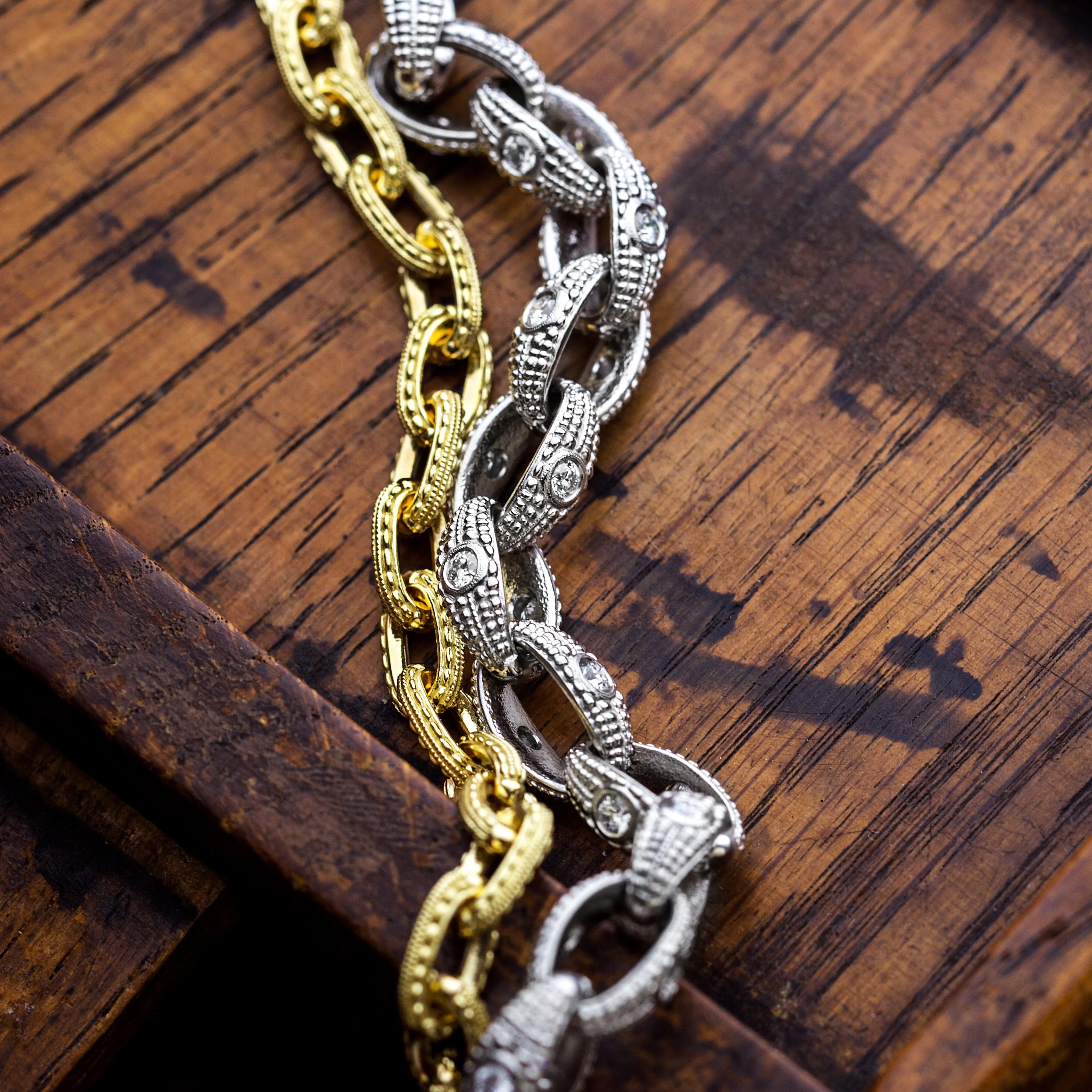 Platinum and Diamond Link Bracelet - B-2PPD