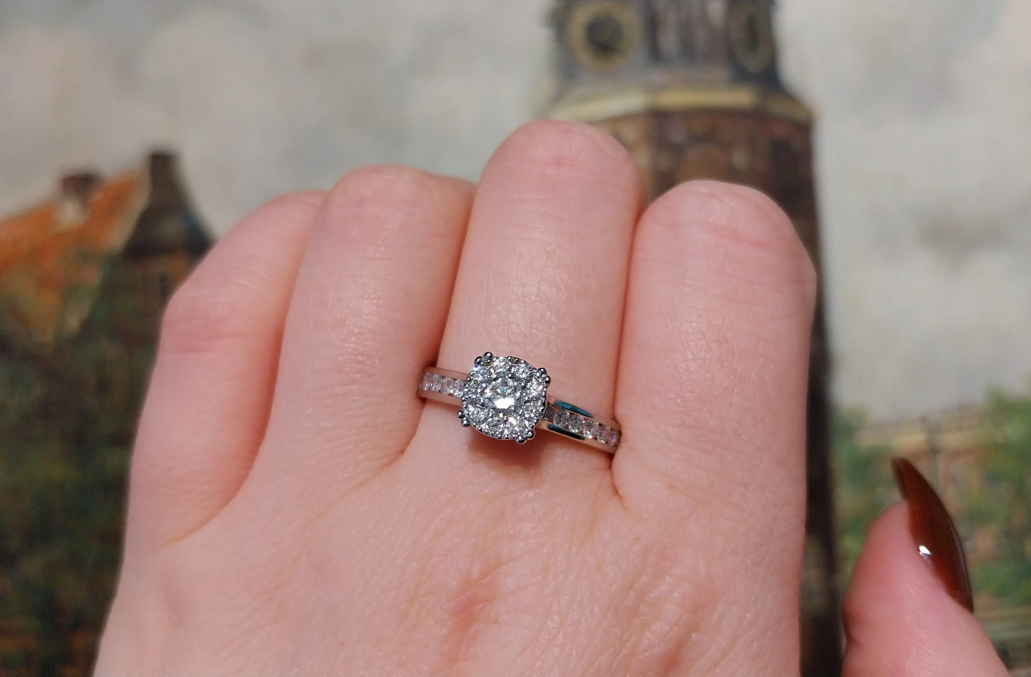 Platinum diamond cluster ring