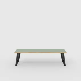 Plywood Bench Seat with Black Box Hairpin Legs - Formica Green Slate - 1600(w) x 400(d) x 450(h)