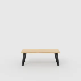 Plywood Bench Seat with Black Box Hairpin Legs - Plywood Oak - 1200(w) x 400(d) x 450(h)