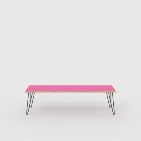 Plywood Bench Seat with Black Hairpin Legs - Formica Juicy Pink - 1600(w) x 400(d)