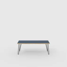 Plywood Bench Seat with Black Hairpin Legs - Formica Night Sea Blue - 1200(w) x 400(d)