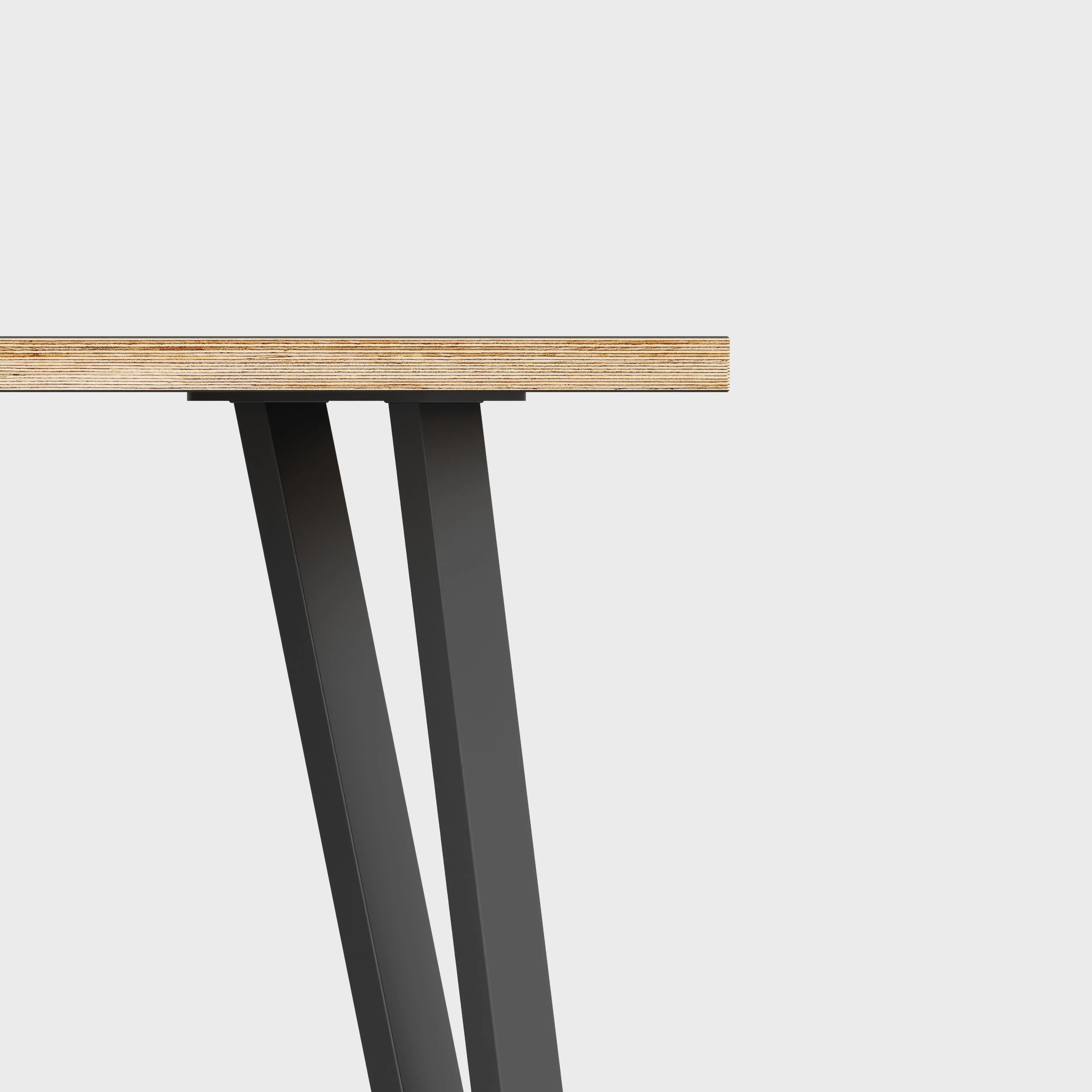 Plywood Coffee Table with Black Box Hairpin Legs - Formica Tornado Grey - 1200(w) x 600(d) x 425(h)