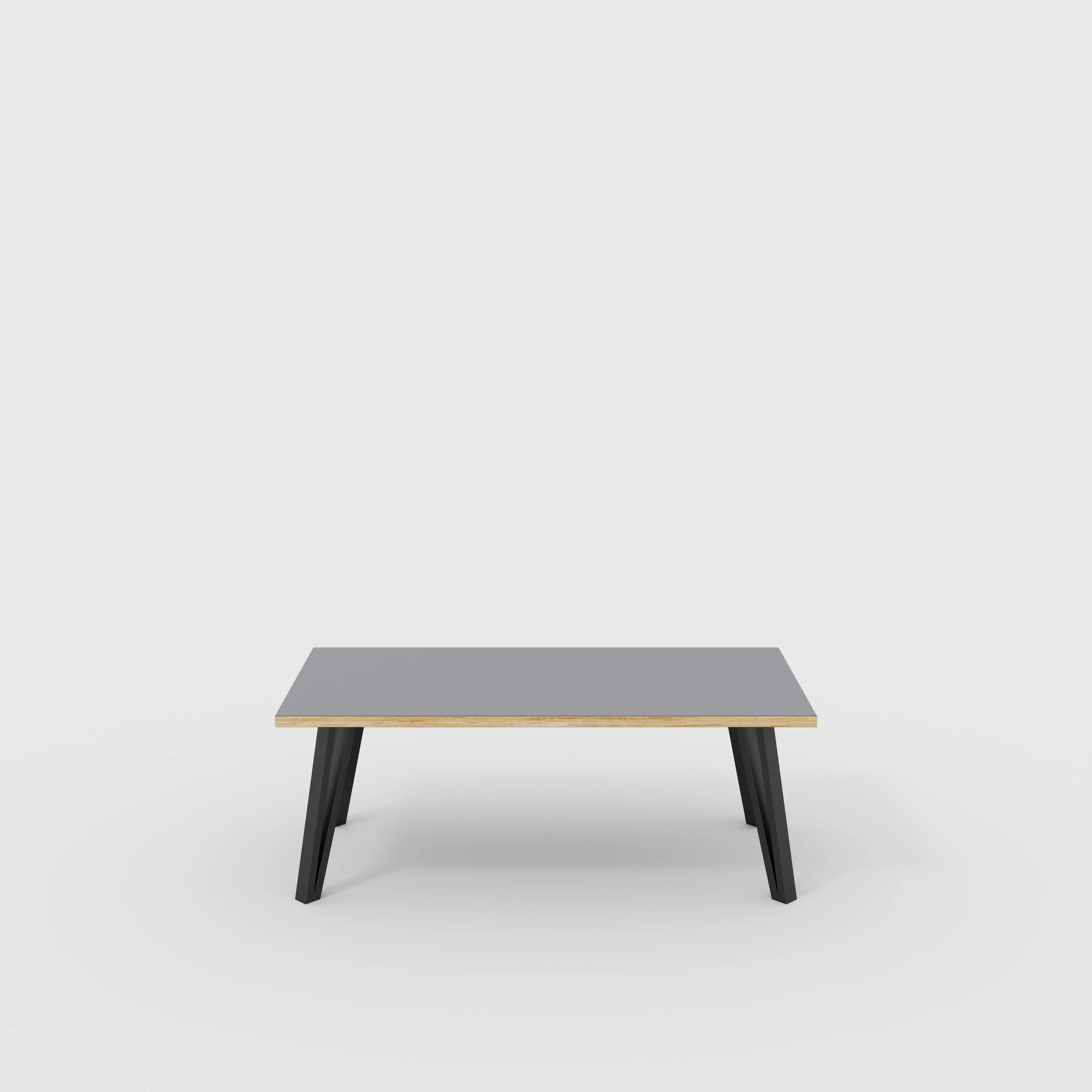 Plywood Coffee Table with Black Box Hairpin Legs - Formica Tornado Grey - 1200(w) x 600(d) x 425(h)