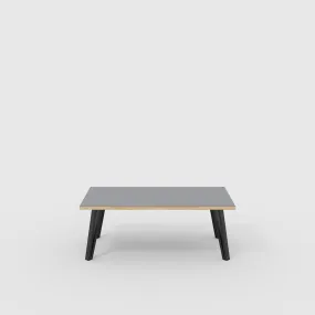 Plywood Coffee Table with Black Box Hairpin Legs - Formica Tornado Grey - 1200(w) x 600(d) x 425(h)