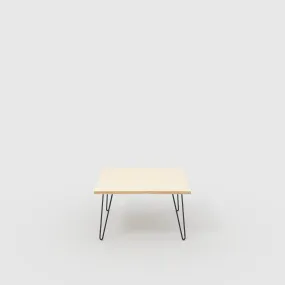 Plywood Coffee Table with Black Hairpin Legs - Plywood Birch - 800(w) x 800(d) x 425(h)