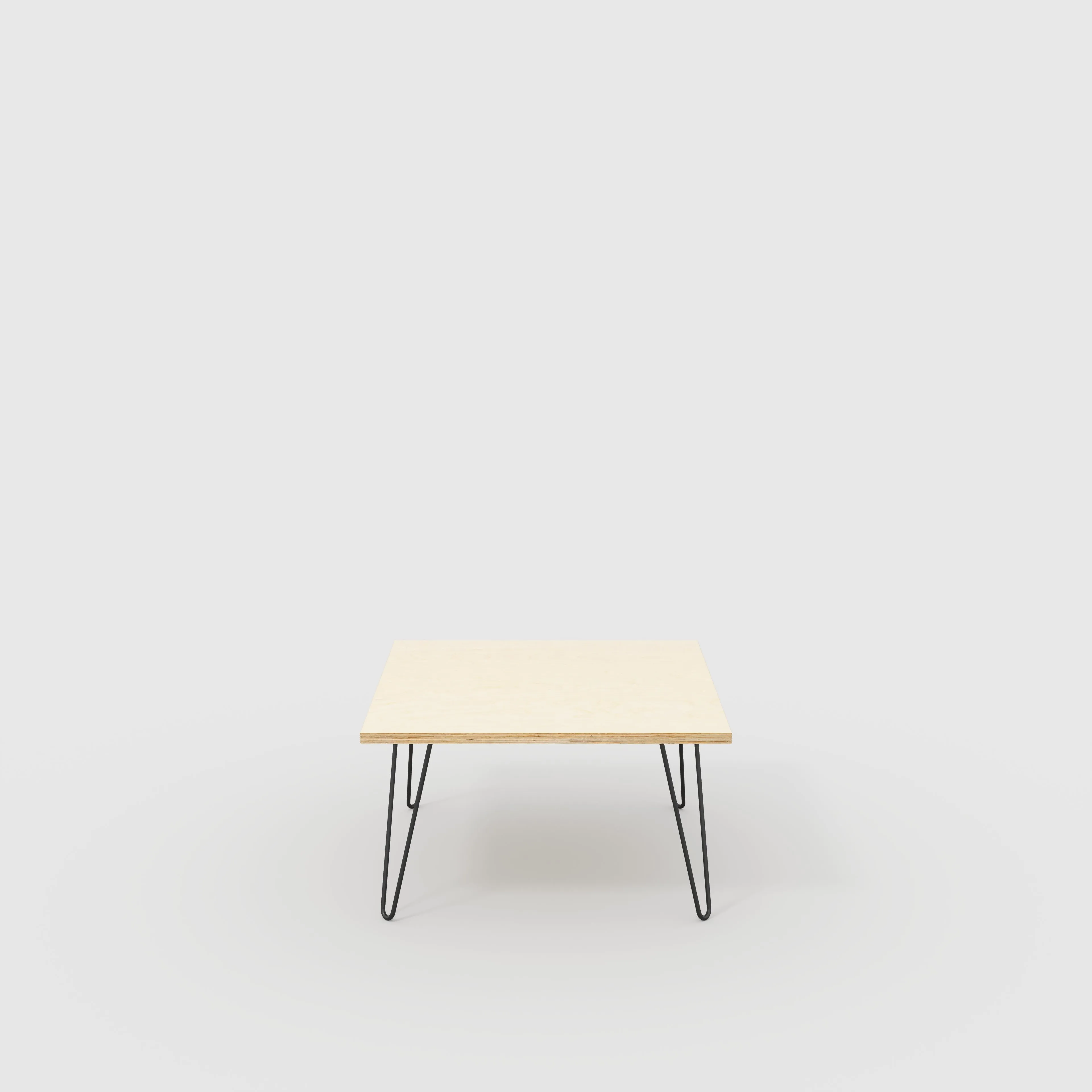 Plywood Coffee Table with Black Hairpin Legs - Plywood Birch - 800(w) x 800(d) x 425(h)