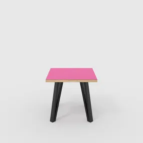 Plywood Side Table with Black Box Hairpin Legs - Formica Juicy Pink - 500(w) x 500(d) x 425(h)