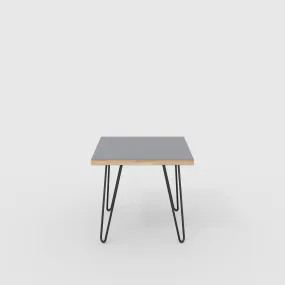 Plywood Side Table with Black Hairpin Legs - Formica Tornado Grey - 500(w) x 500(d) x 425(h)