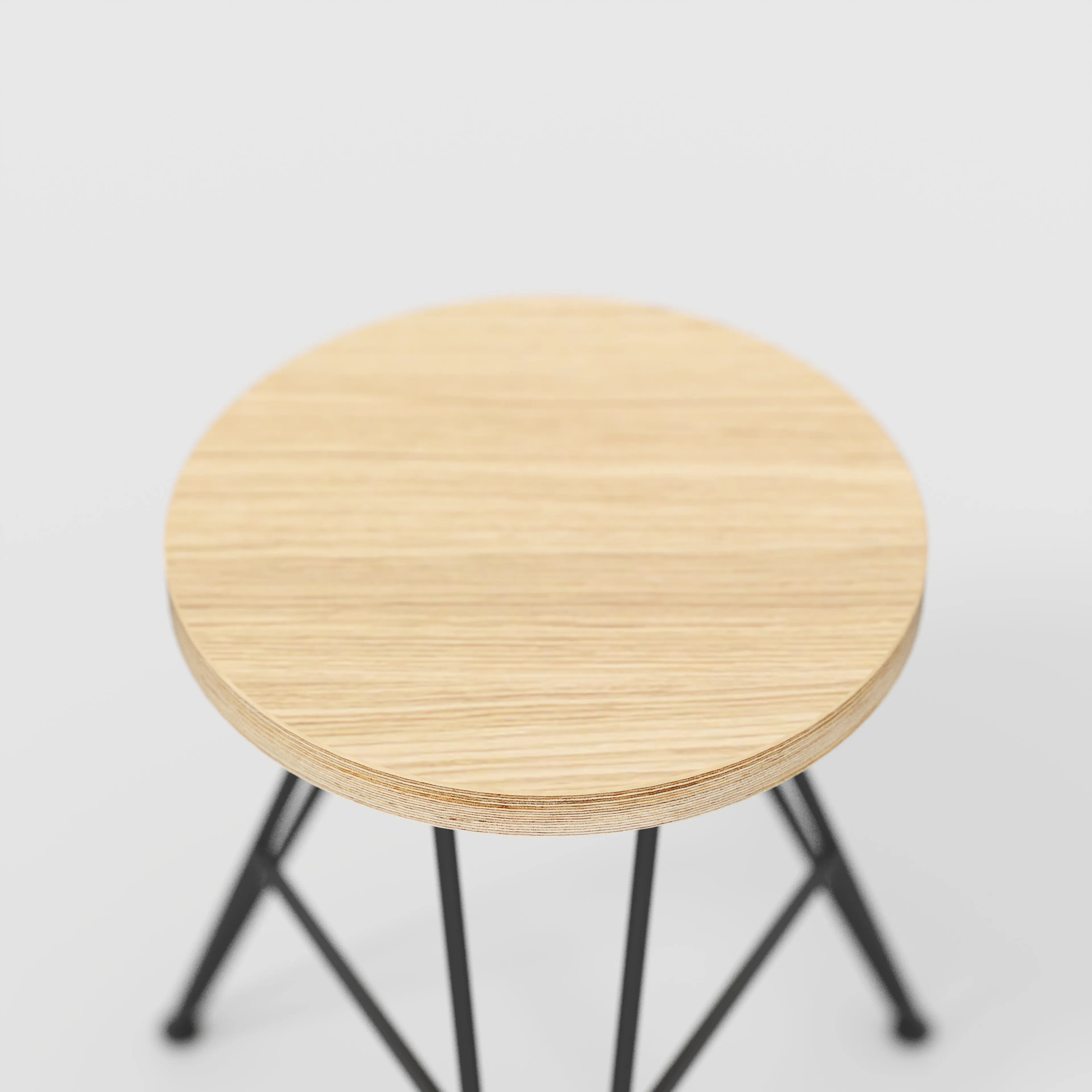 Plywood Stool with Black Hairpin Base - Plywood Oak
