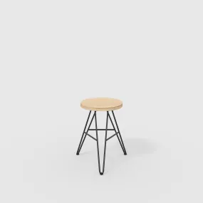 Plywood Stool with Black Hairpin Base - Plywood Oak
