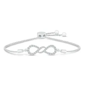 Pre-Owned Jared 3/8ct Diamond Infinity Pendant Bracelet in 10k White Gold