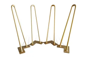 Premium 2 Rod INCLINED Hairpin Legs - Brass 1/2" Diameter- Set of 4 - 16"