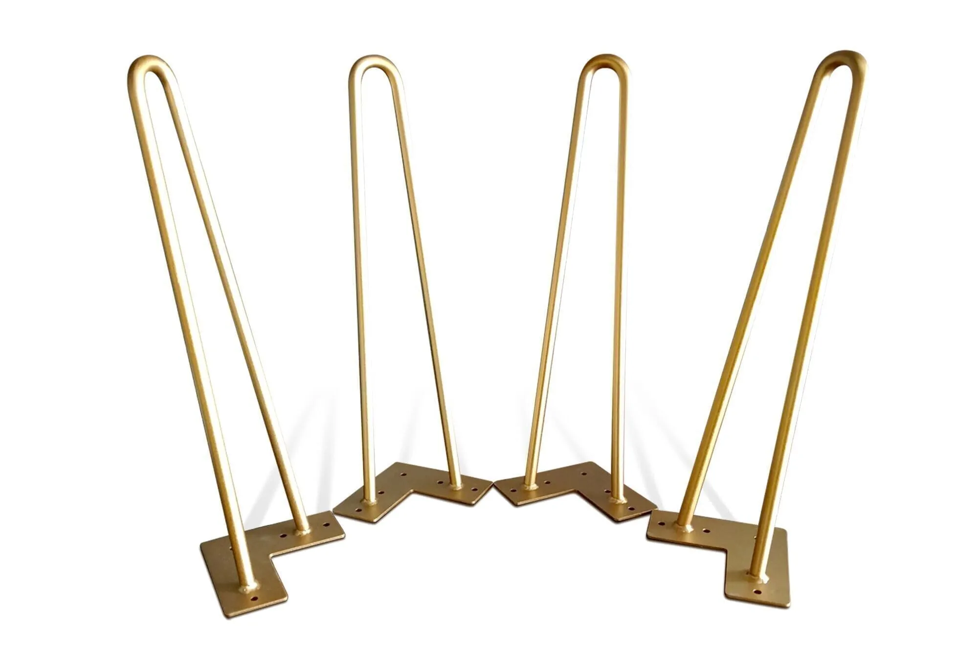 Premium 2 Rod INCLINED Hairpin Legs - Brass 1/2" Diameter- Set of 4 - 16"
