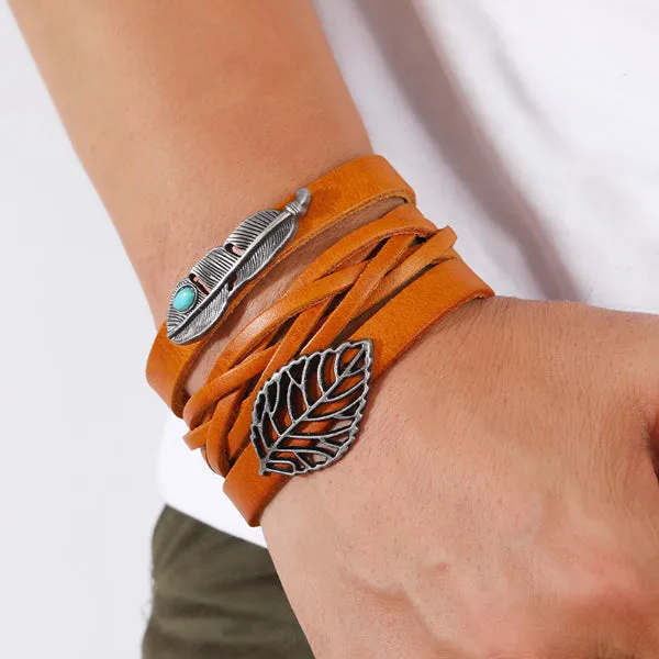 Punk Braided Leather Bracelet (Circumference 21.5cm) 朋克風編織皮革手鍊 (鍊長 21.5cm) (KJBR16206)