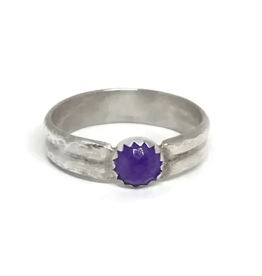 Purple Jade Ring /silver Jewelry/Jade Stone/sterling Silver Ring/double Ring/ US Size 9.5/Stacking Ring/Unique Stone