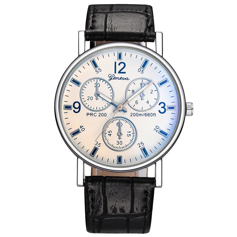 Quartz Watch Classic Fashion Men 'S Leather Belt Watch Three-Eye Blue Light Watch