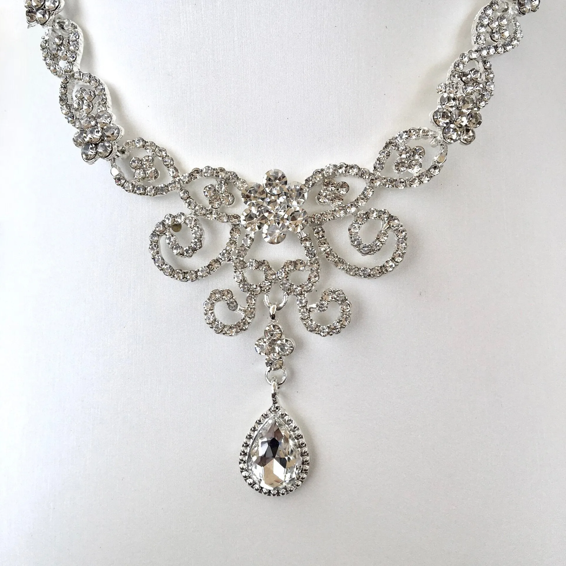 "Alyona" - Silver Cubic Zirconia 3-Piece Bridal Jewelry Set With Tiara