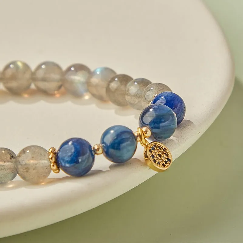 "Blue Lunar" Moonstone & Kyanite Bracelet