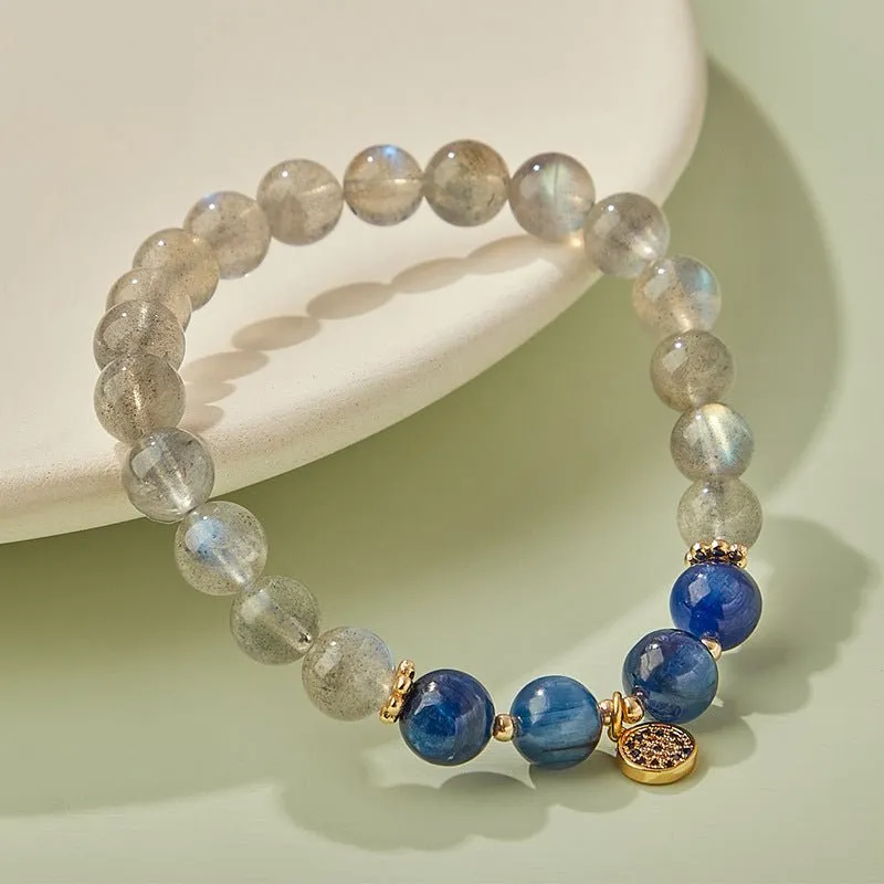 "Blue Lunar" Moonstone & Kyanite Bracelet