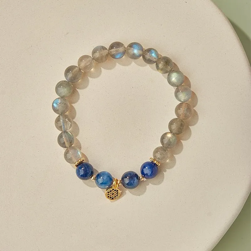 "Blue Lunar" Moonstone & Kyanite Bracelet