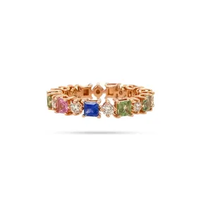 Rainbow Princess Sapphire Diamond Ring