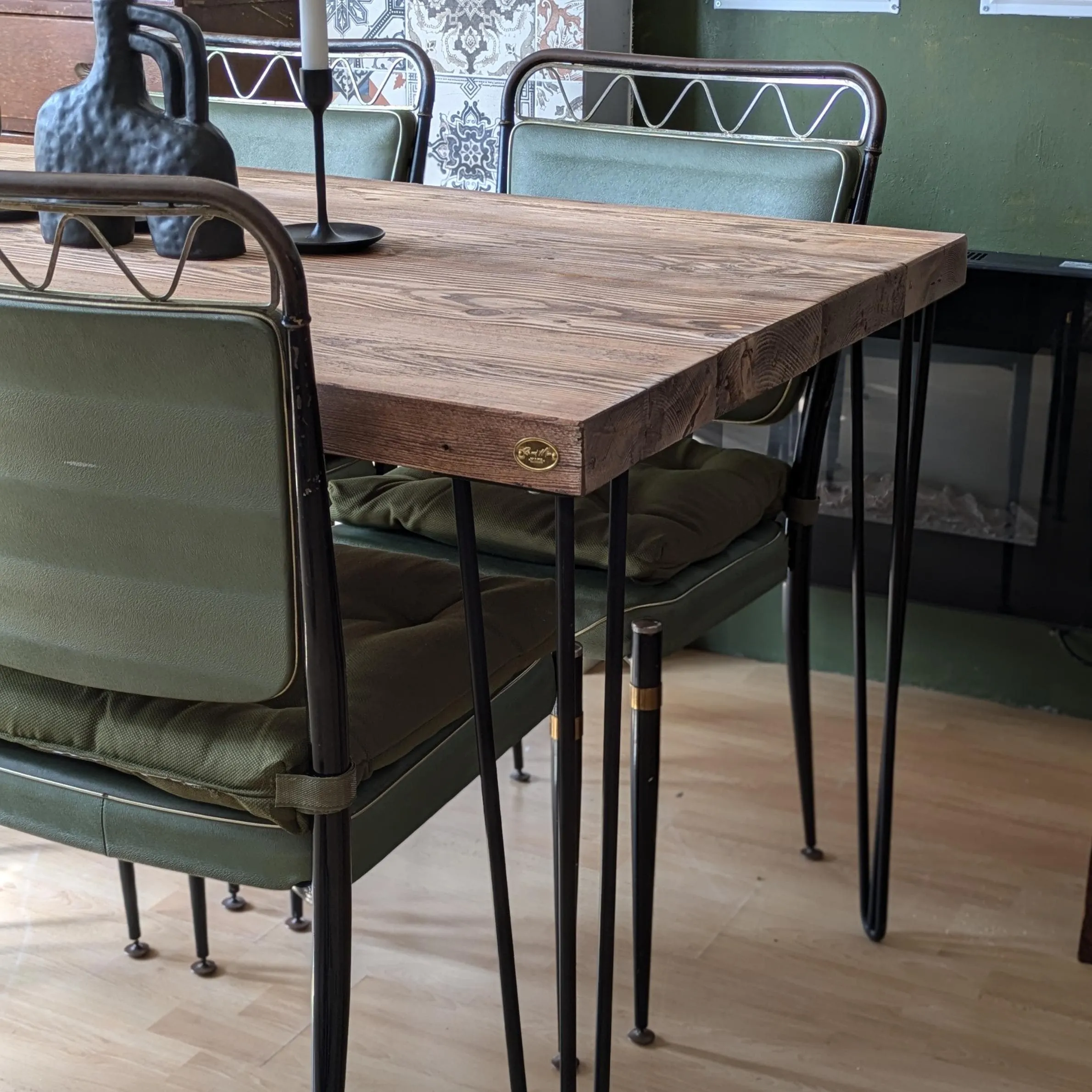 RAMAO: Thick Reclaimed Hairpin Dining Table, Handmade in the UK