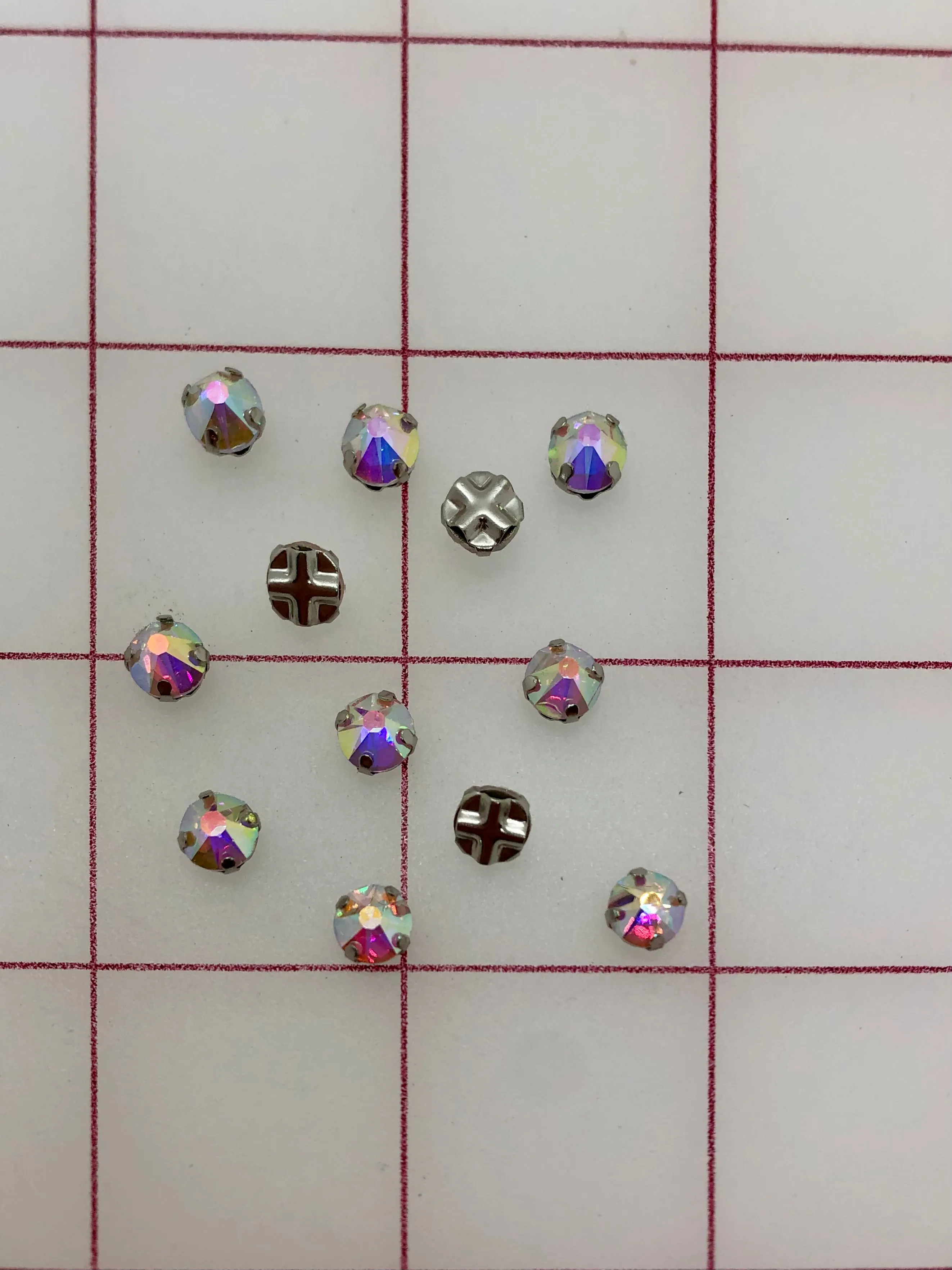 Rhinestones - 30SS Czech Bright-Cut Rose Montees Crystal AB 12-Pack