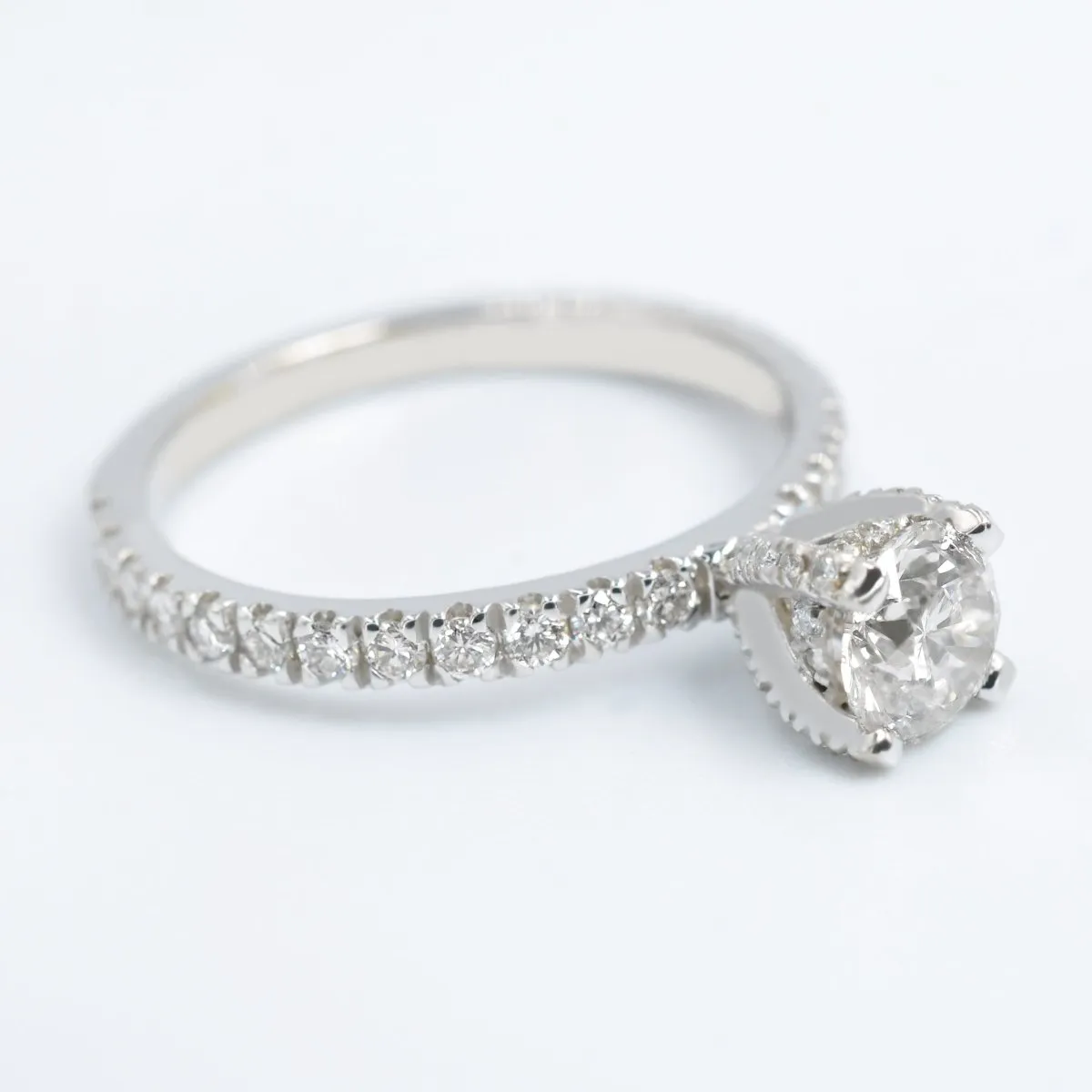 Risk-free 1.20CT Round Cut Diamond Engagement Ring in 14kt White Gold