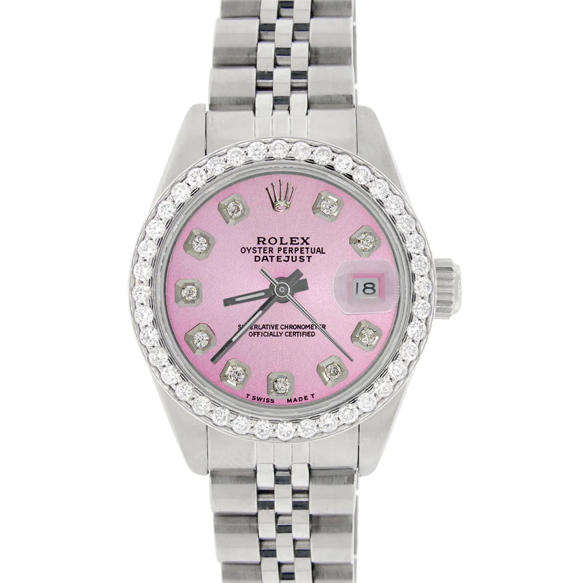 Rolex Datejust Ladies 26mm Steel Jubilee Watch w/Hot Pink Dial &amp; Diamond Bezel TFJ-142508019