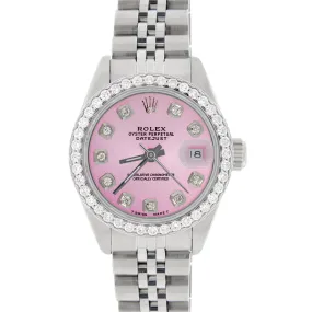 Rolex Datejust Ladies 26mm Steel Jubilee Watch w/Hot Pink Dial &amp; Diamond Bezel TFJ-142508019